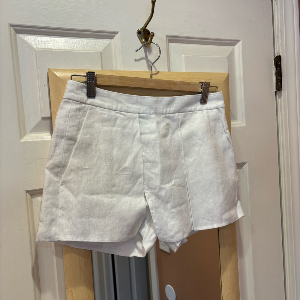 NWOT J. Crew 3" Chino Shorts in Herringbone Cotton-Linen - White, 00